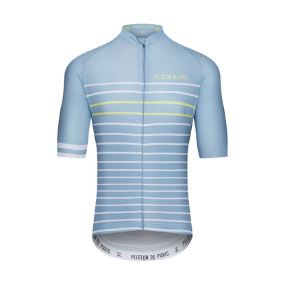 Peloton de Paris- Domestique Jersey SS Classic stripe blue stone/Pineapple -